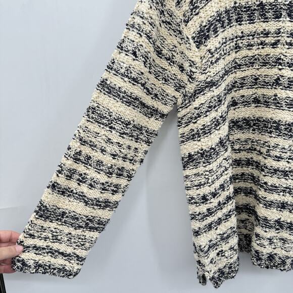 J. Jill Chunky Knit Sweater Sz XL Cream Black Relaxed Casual Striped Cotton - Picture 3 of 9